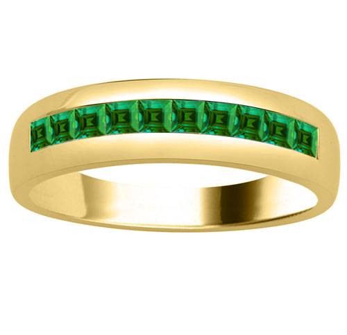 6.5mm Mens Princess Emerald Gemstone Ring Image