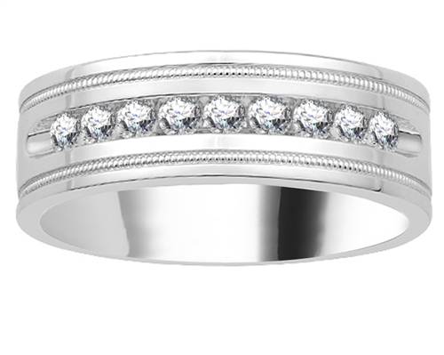 7.5mm Mens Round Diamond Ring W