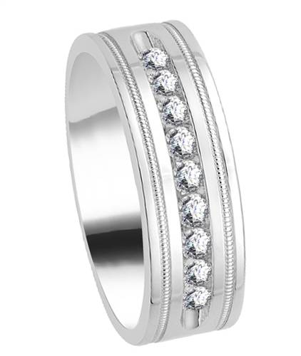 7.5mm Mens Round Diamond Ring W