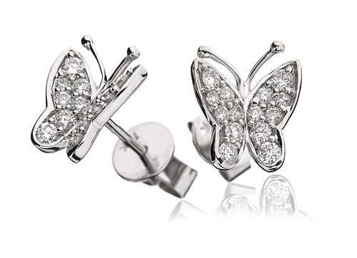 Modern Designer Butterfly Round Diamond Earrings P