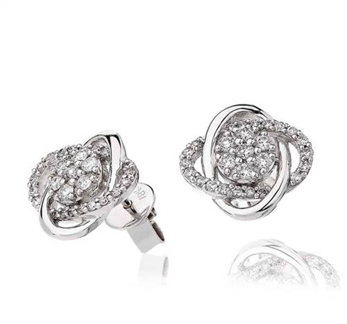 Unique Round Diamond Knot Earrings P