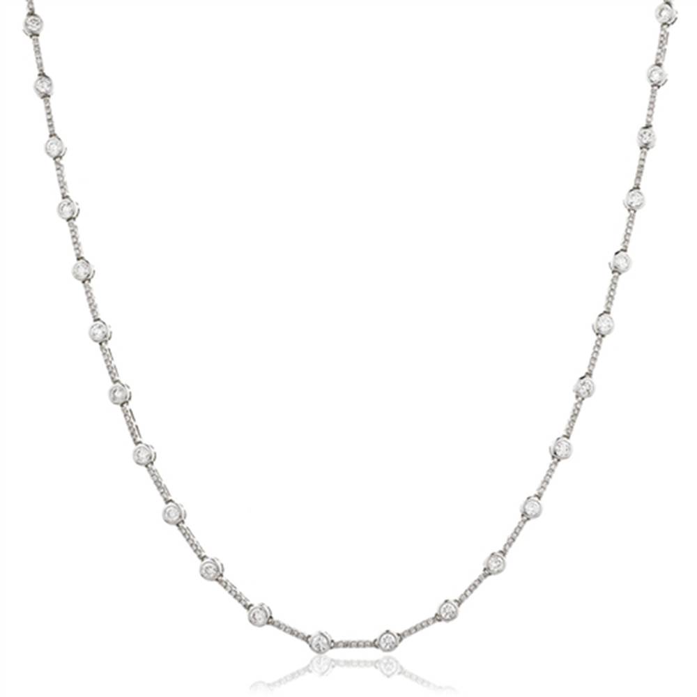 Elegant Round Diamond Cluster Tennis Necklace W