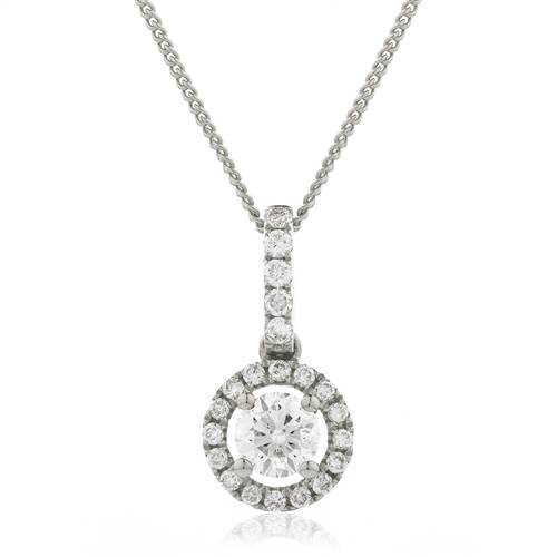 0.85ct Round Diamond Single Halo Pendant W