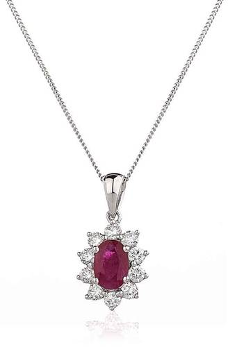 Oval Shaped Ruby & Diamond Pendant W