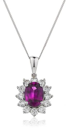 Oval Shaped Ruby & Diamond Pendant W