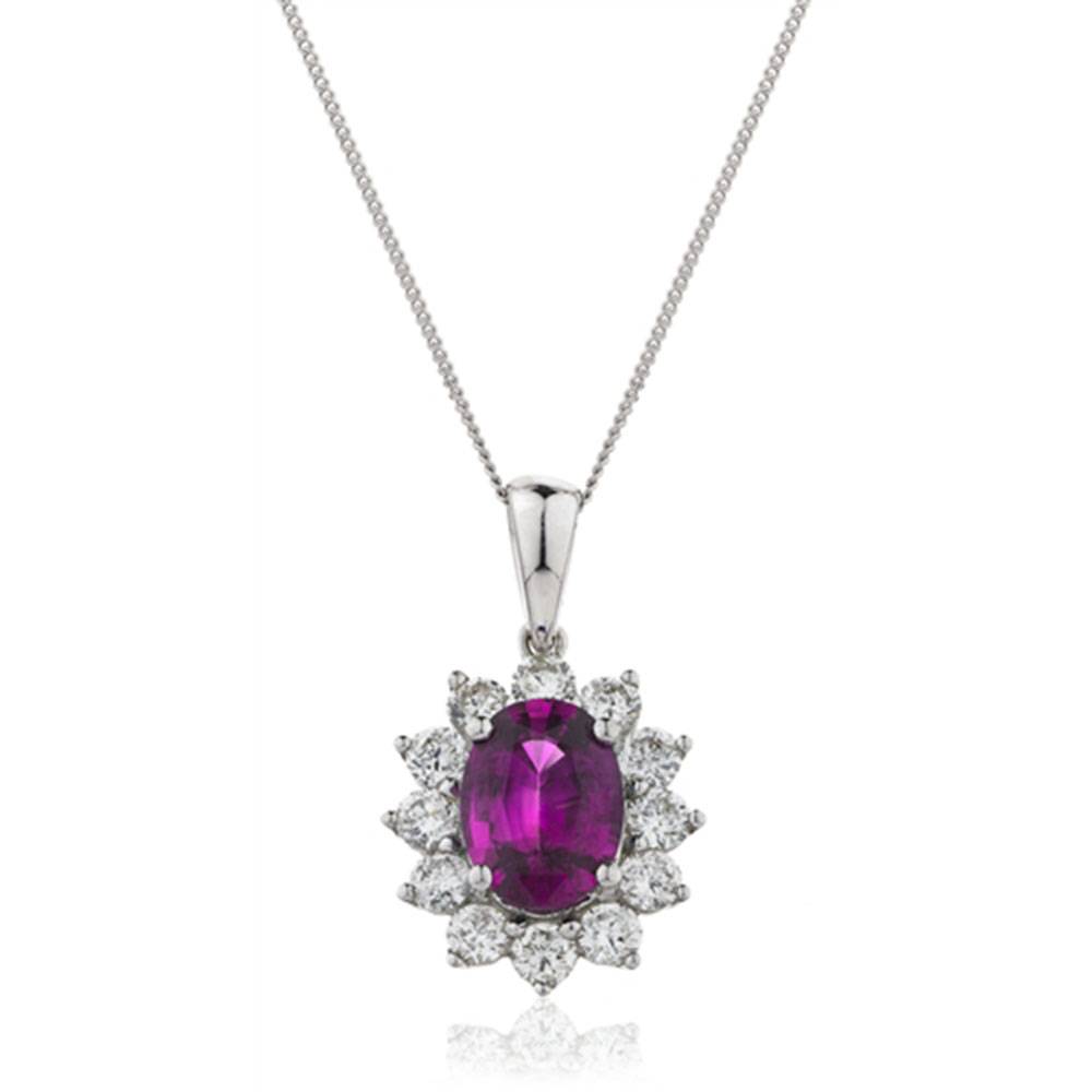 Oval Shaped Ruby & Diamond Pendant W