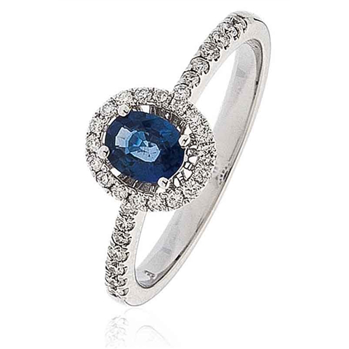 0.70ct Blue Sapphire & Diamond Halo Ring W