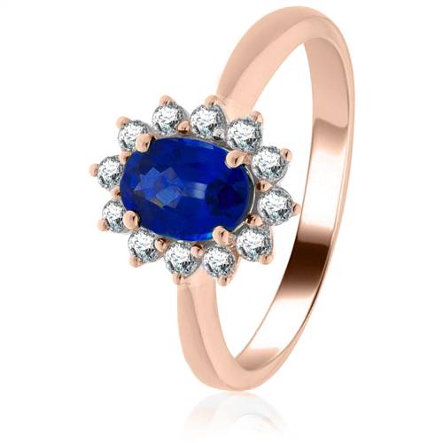 0.70ct Blue Sapphire & Diamond Cluster Ring Image
