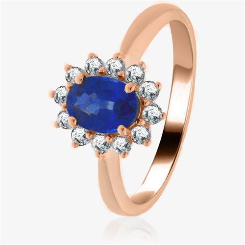 1.30ct Blue Sapphire & Diamond Halo Engagement Ring Image