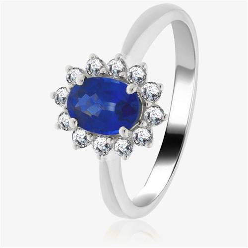 1.30ct Blue Sapphire & Diamond Halo Engagement Ring Image