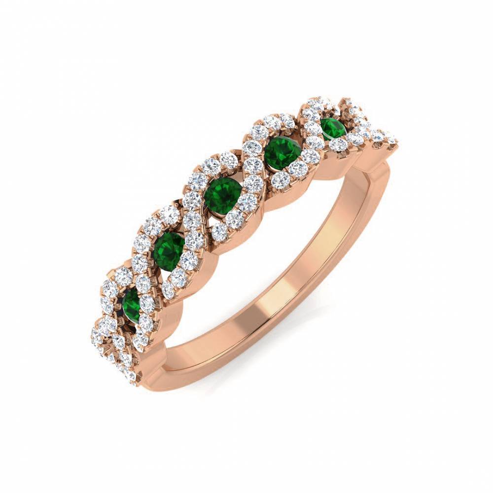 0.50ct EF/VS Emerald & Diamond Half Eternity Gemstone Ring Image
