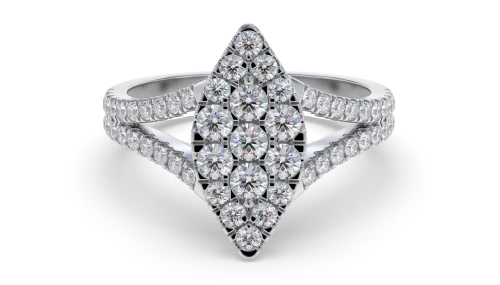 0.75ct Elegant Round Diamond Cluster Ring W