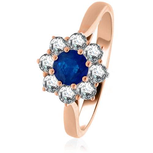 1.20ct Blue Sapphire & Diamond Cluster Ring Image