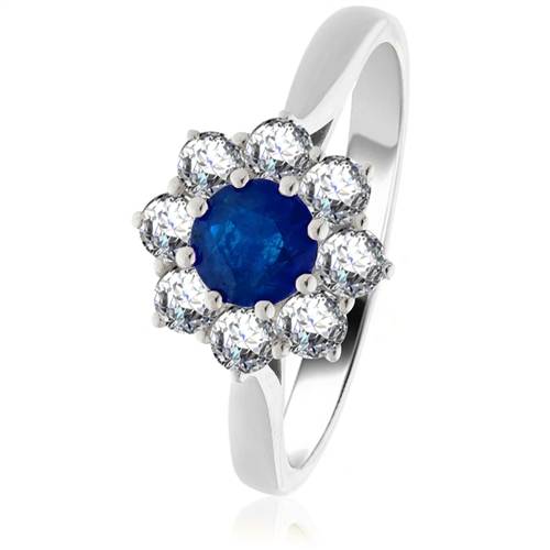 1.20ct Blue Sapphire & Diamond Cluster Ring Image