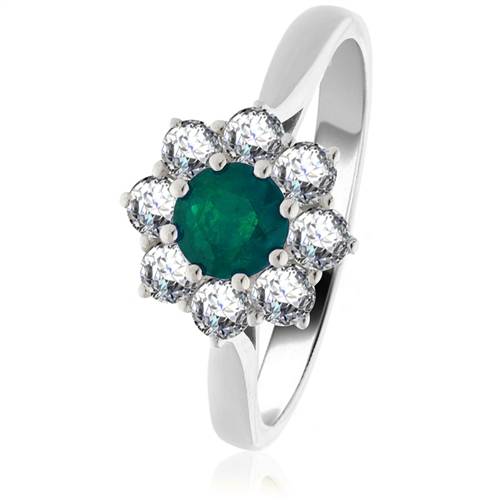 1.10ct Emerald & Diamond Engagement Ring Image