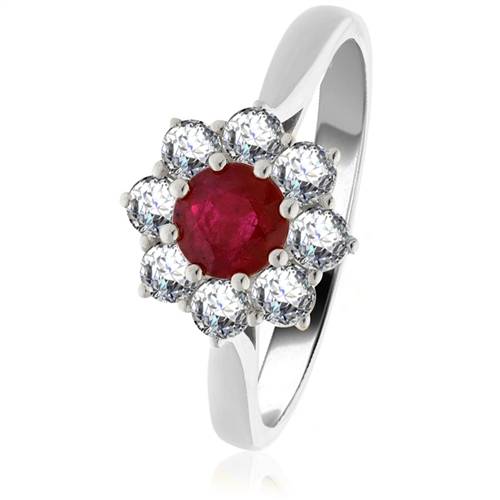 1.30ct Round Ruby & Diamond Halo Ring W