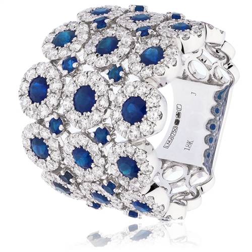 3.50ct Blue Sapphire & Diamond Cocktail Ring Image
