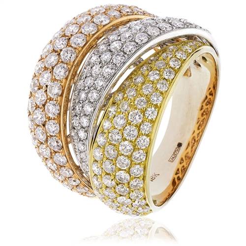 1.25ct Tri Tone Round Diamond Pave Dress Ring W