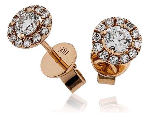 0.65ct Classic Round Diamond Halo Earrings R