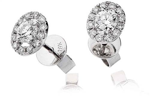 0.60ct Unique Round Diamond Single Halo Earrings W