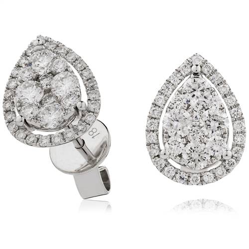 0.75ct Classic Round Diamond Cluster Earrings P