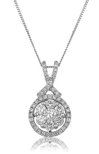 0.60ct Pave Set Round Diamond Designer Pendant W