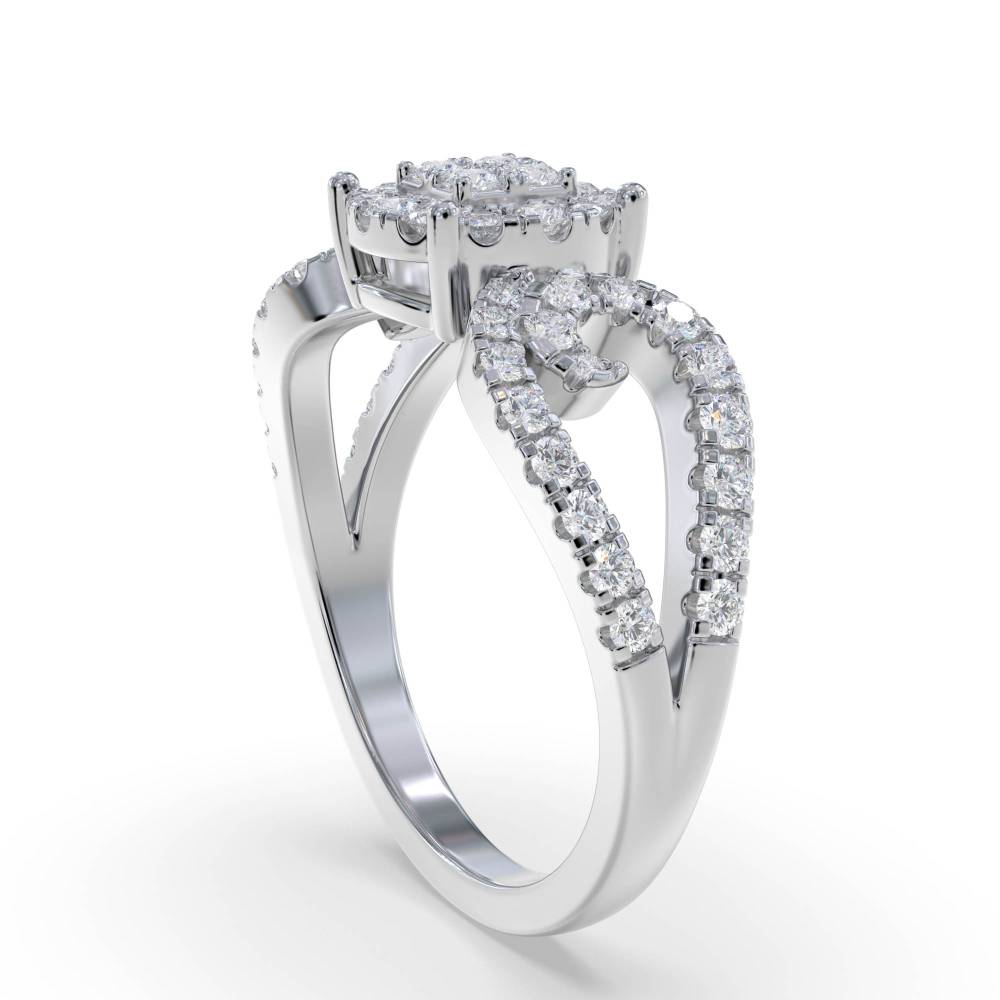 0.70ct Modern Round Diamond Cluster Ring set in White Gold