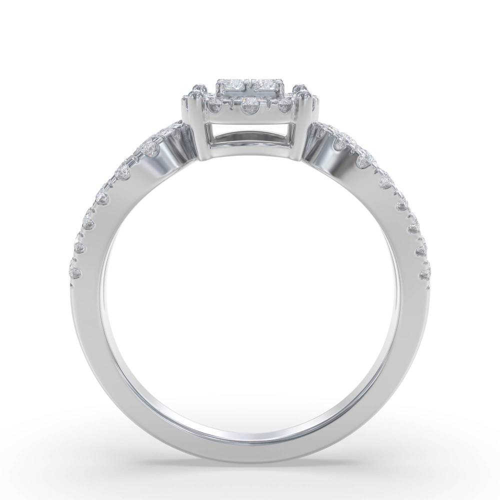 0.70ct Modern Round Diamond Cluster Ring set in White Gold