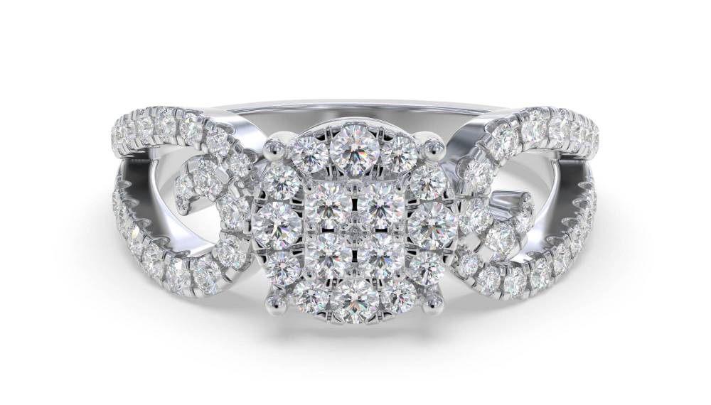 0.70ct Modern Round Diamond Cluster Ring set in White Gold