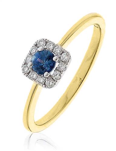 Round Blue Sapphire & Diamond Ring Image