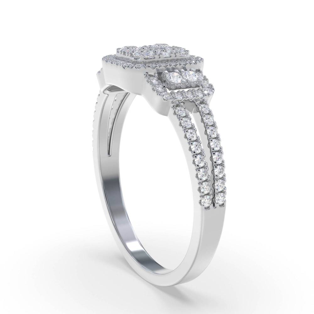 0.50ct Modern Round Diamond Cluster Halo Ring W