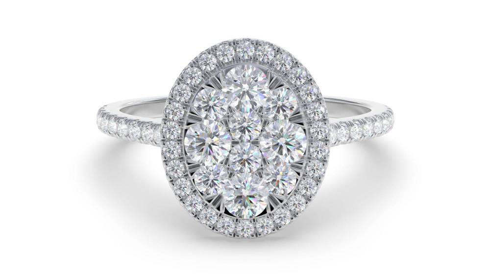 0.40ct Modern Oval Shaped Cluster Halo Ring W