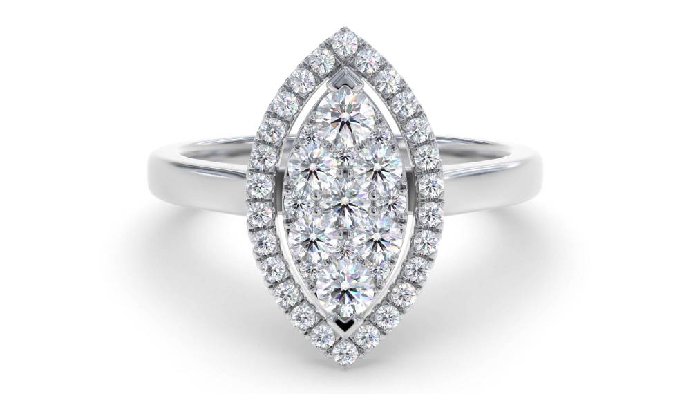 0.45ct Modern Round Diamond Cluster Halo Ring W