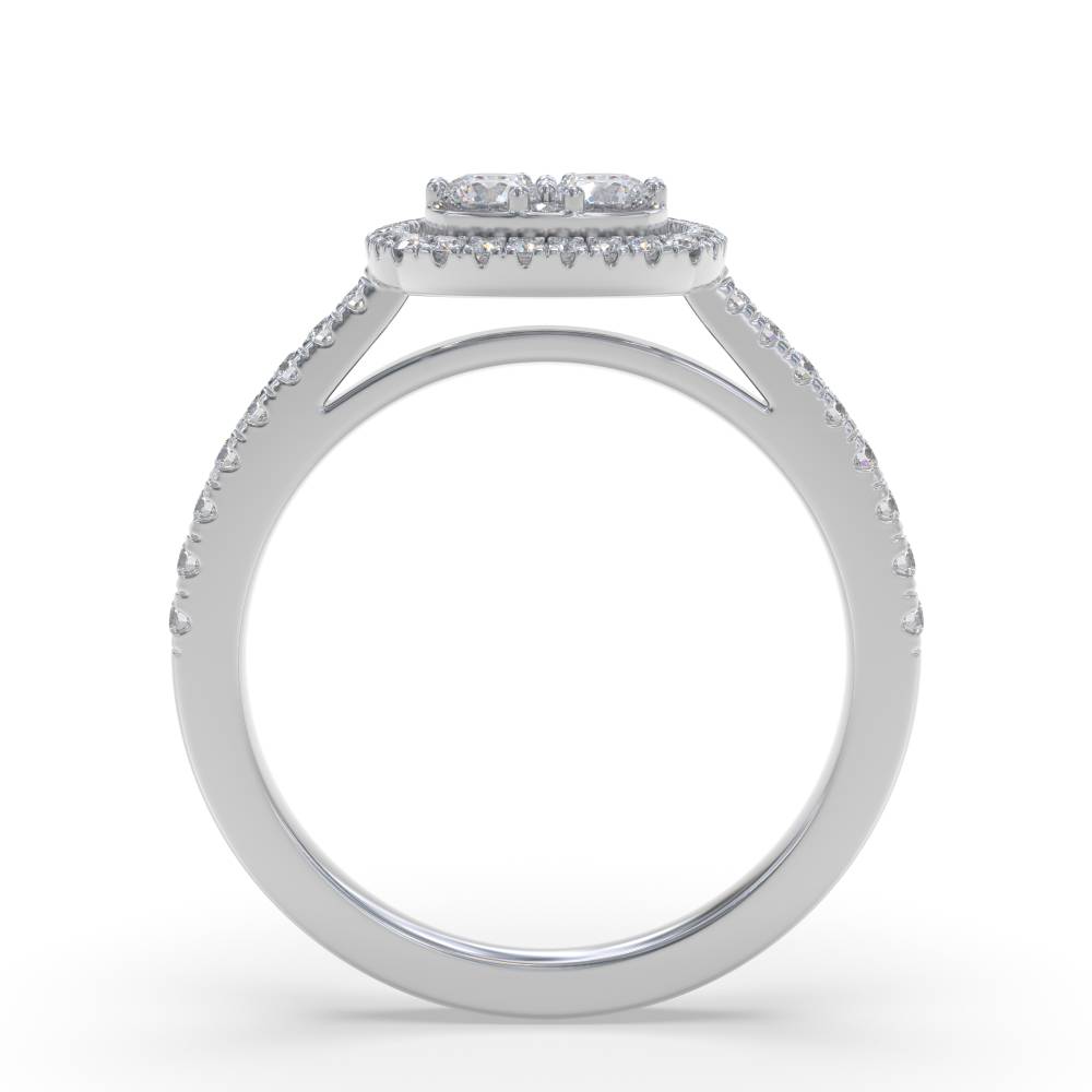 0.85ct Modern Round Diamond Halo Cluster Ring set in White Gold