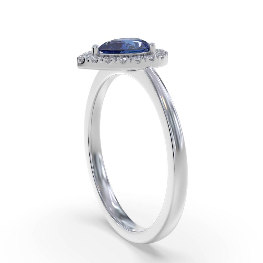 0.50ct Pear Blue Sapphire & Diamond Ring W