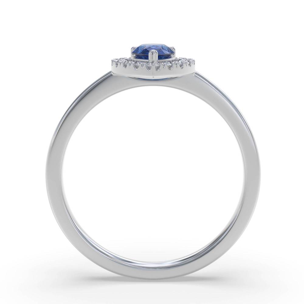 0.50ct Pear Blue Sapphire & Diamond Ring W