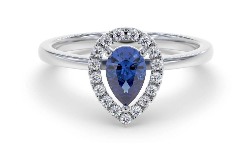 0.50ct Pear Blue Sapphire & Diamond Ring W