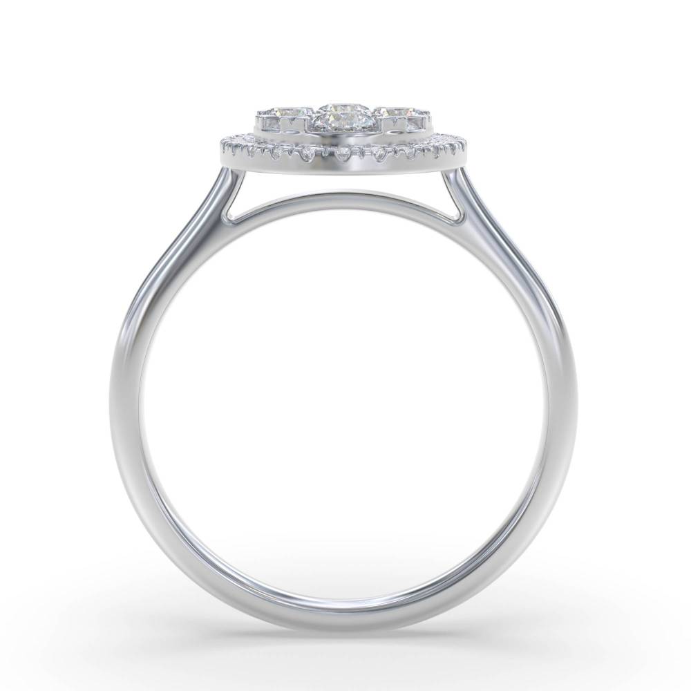 0.40ct Modern Oval Shaped Round Diamond Cluster Halo Ring W