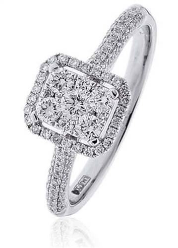 0.80ct Elegant Round Diamond Cluster Ring W