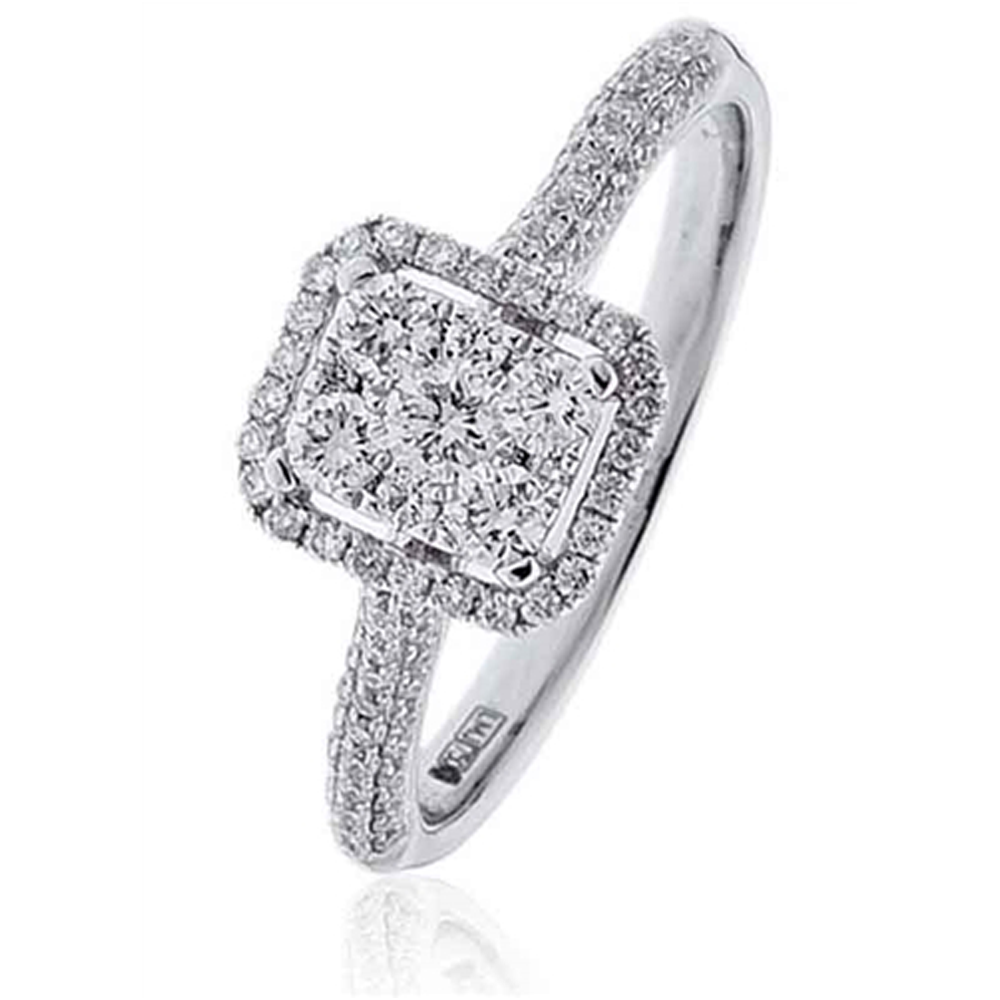 0.80ct Elegant Round Diamond Cluster Ring W