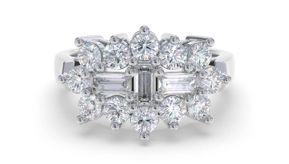 2.00ct Elegant Round & Baguette Diamond Dress Ring W