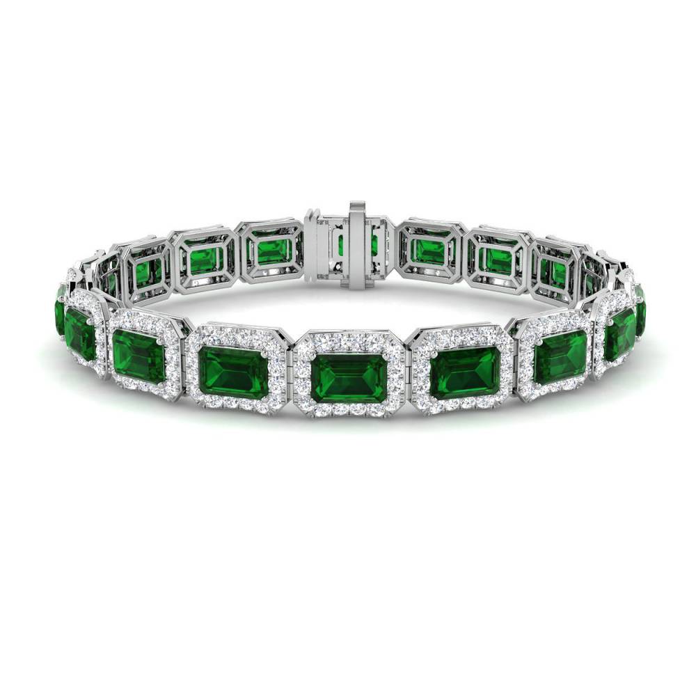 13.70CT VS/EF Emerald Gemstone and Round Diamond Designer Bracelet Image