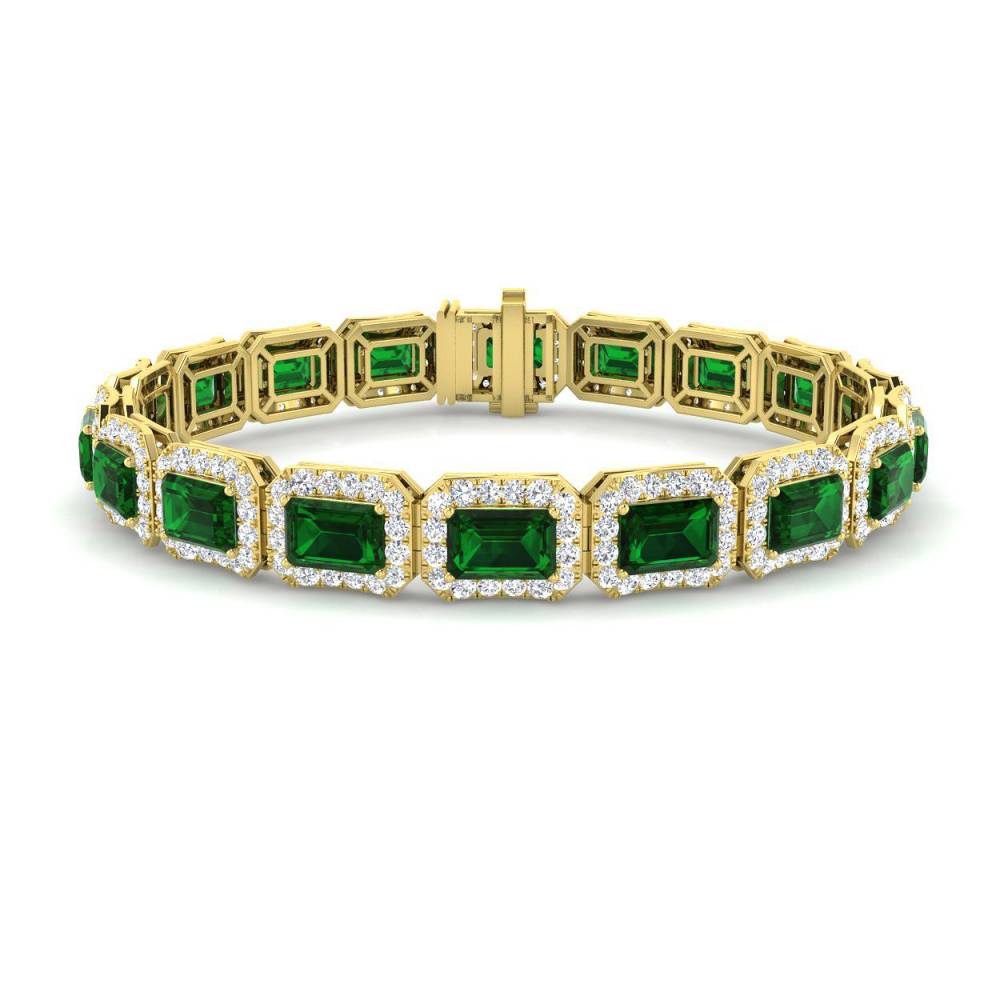 13.70CT VS/EF Emerald Gemstone and Round Diamond Designer Bracelet Image
