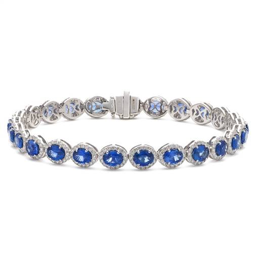 12.30ct Elegant Diamond & Blue Sapphire Tennis Bracelet W