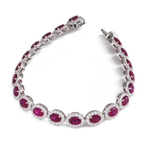 12.30ct Elegant Diamond & Ruby Tennis Bracelet W