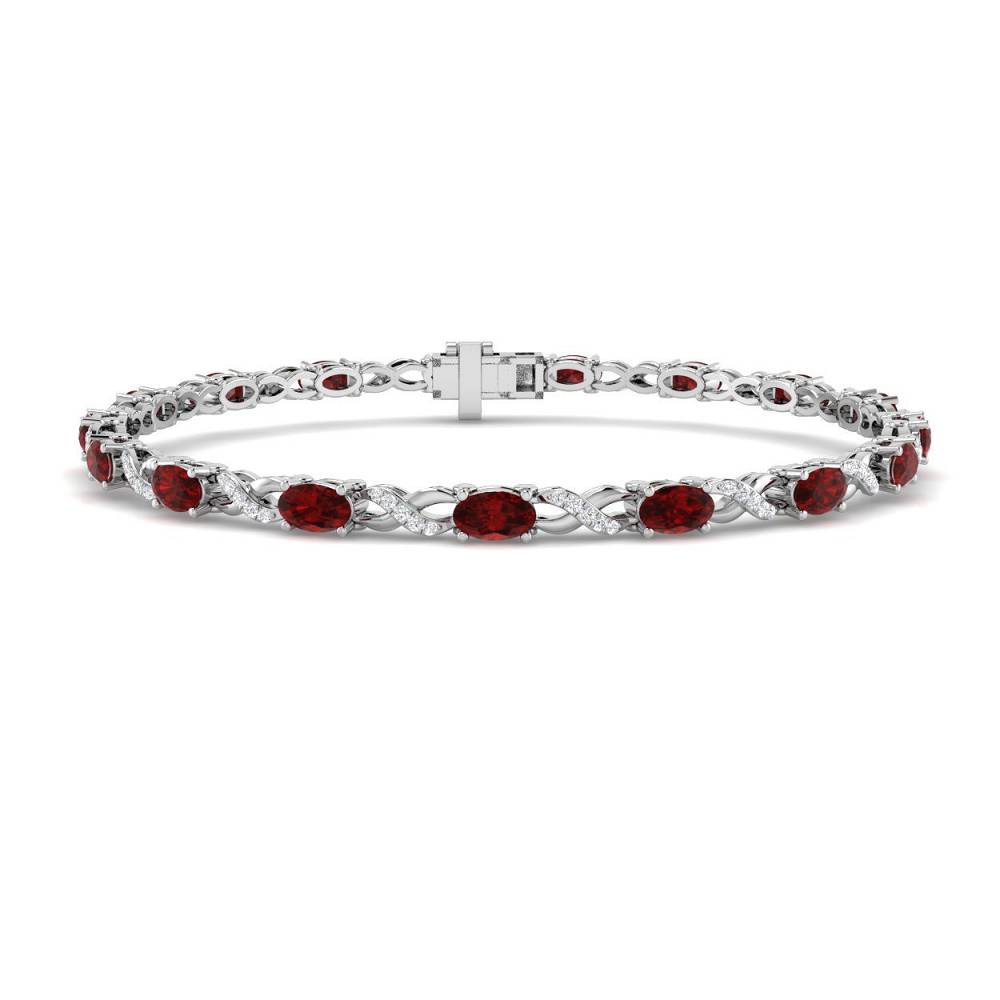 5.00ct VS/EF Oval Cut Ruby and Round Diamond Bracelet W