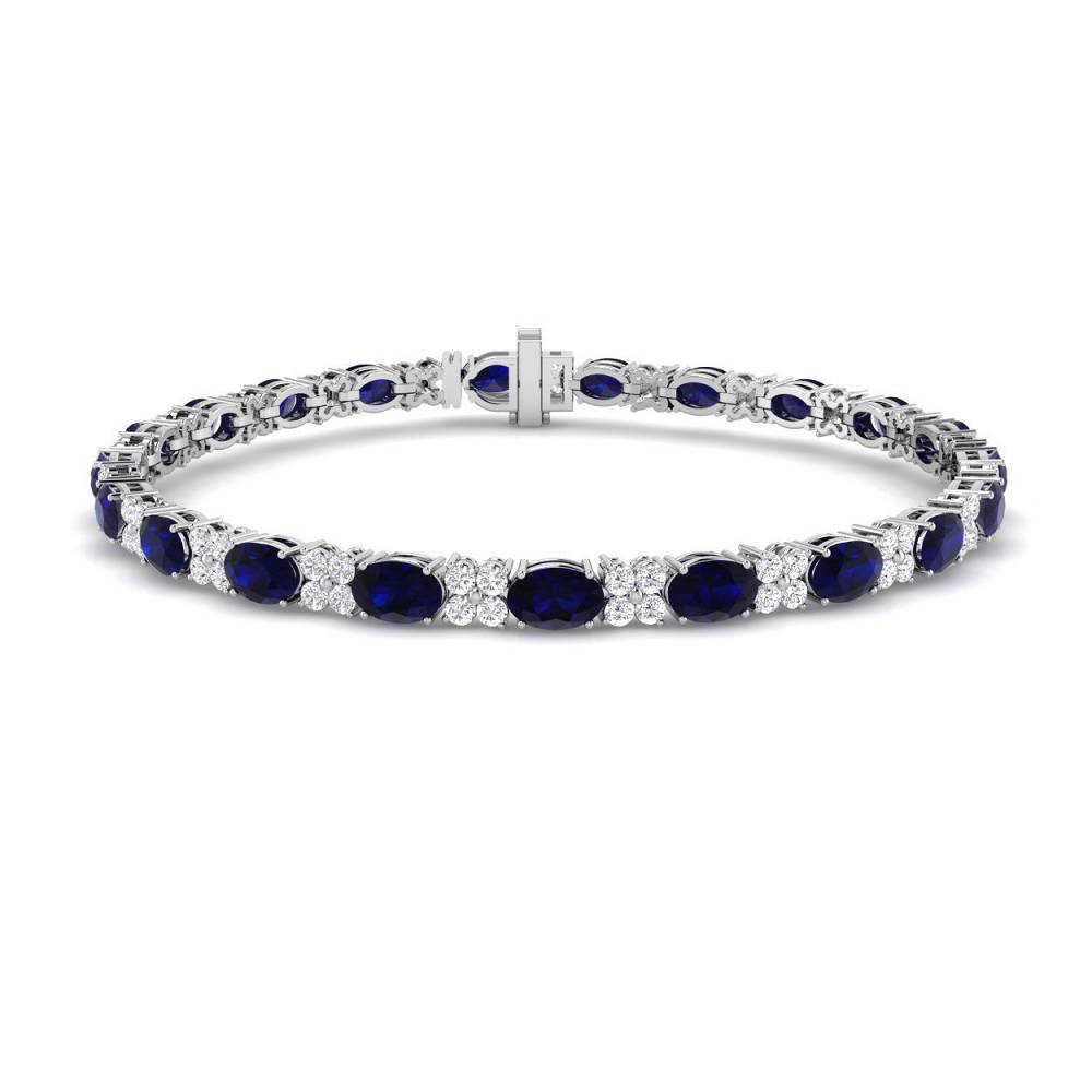 7.90ct VS/EF Oval Blue Sapphire and Round Diamond Set Bracelet W