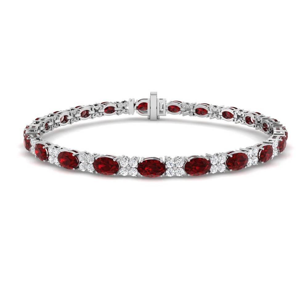 7.70ct VS/EF Oval Ruby and Round Diamond Set Bracelet W