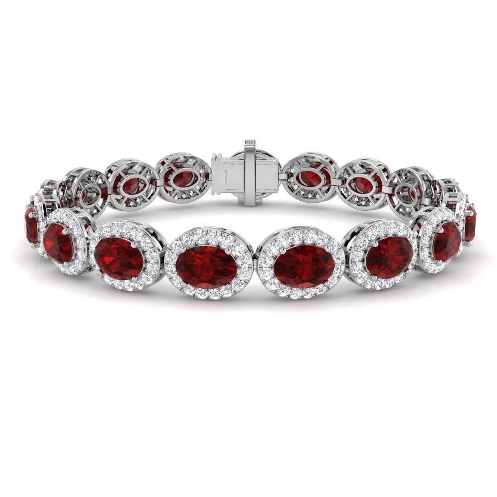 19.20ct VS/EF Oval Ruby and Round Diamond Halo Bracelet W