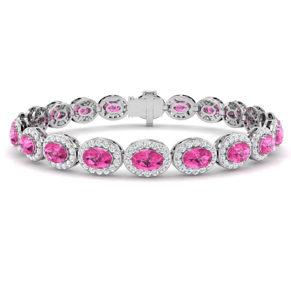 12.60CT VS/EF Oval Pink Sapphire and Round Diamond Set Bracelet Image